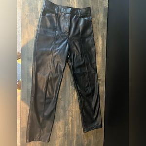 Straight Leg Leather Ankle Pants